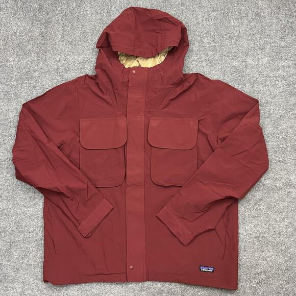 Patagonia Jacket Mens XL Carmine Red Isthmus Utility Hooded Outdoor New - Picture 1 of 11